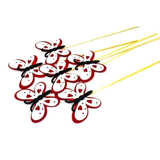 ornamente-din-fetru-fluture-rosu-cu-alb-cu-bat-12-set