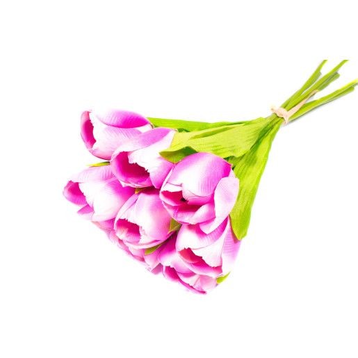 buchet-9-lalele-artificiale-legate-rosu