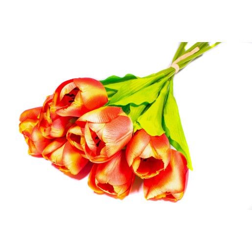 buchet-9-lalele-artificiale-legate-rosu