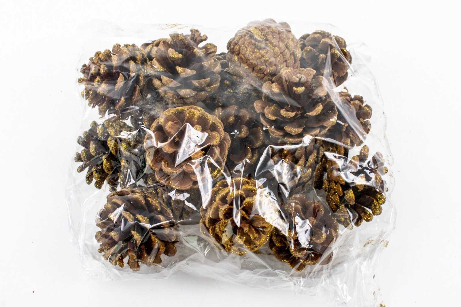 conuri-brad-natural-cu-sclipici-auriu-5-cm