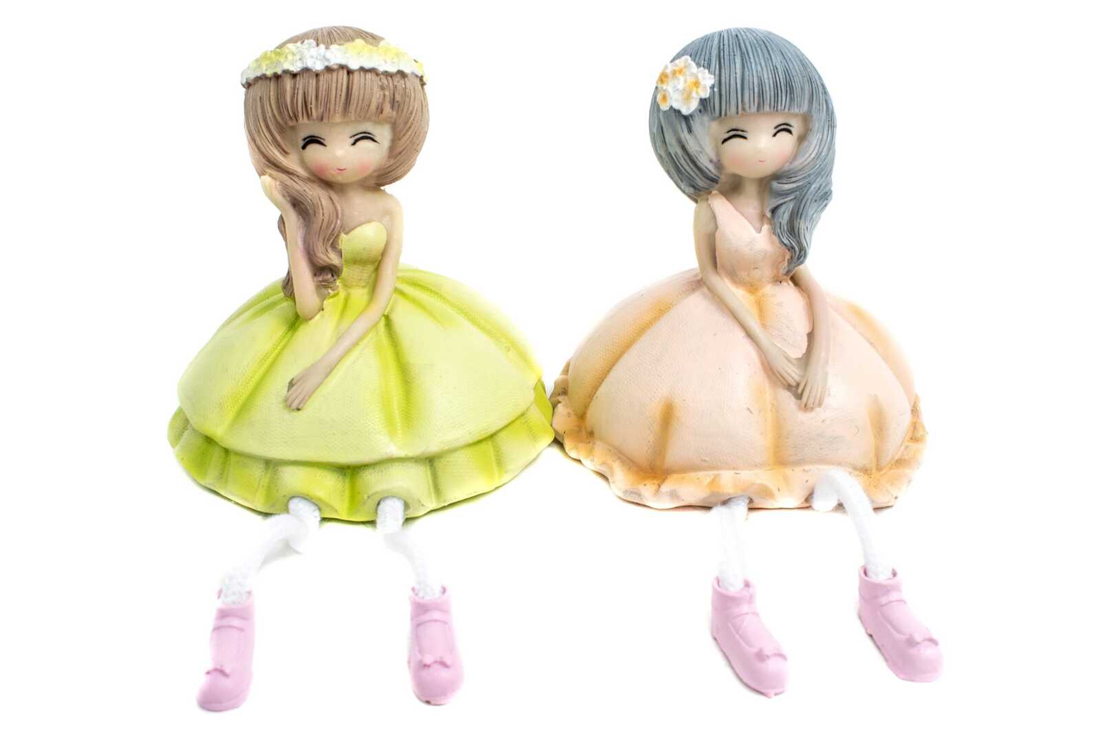 figurine-din-rasina-fata-rochita-verde-si-portocaliu-2set