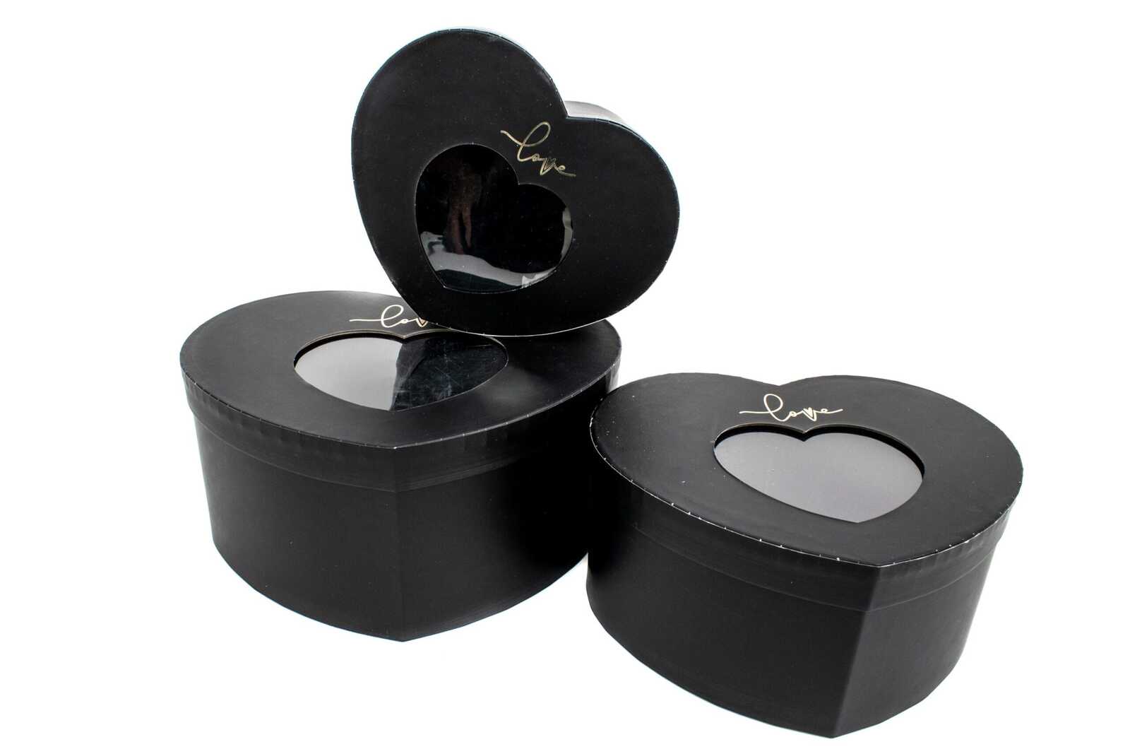 Cutii Din Carton Inima Cu Fereastra Negru 3/Set | Livrare Rapida ...