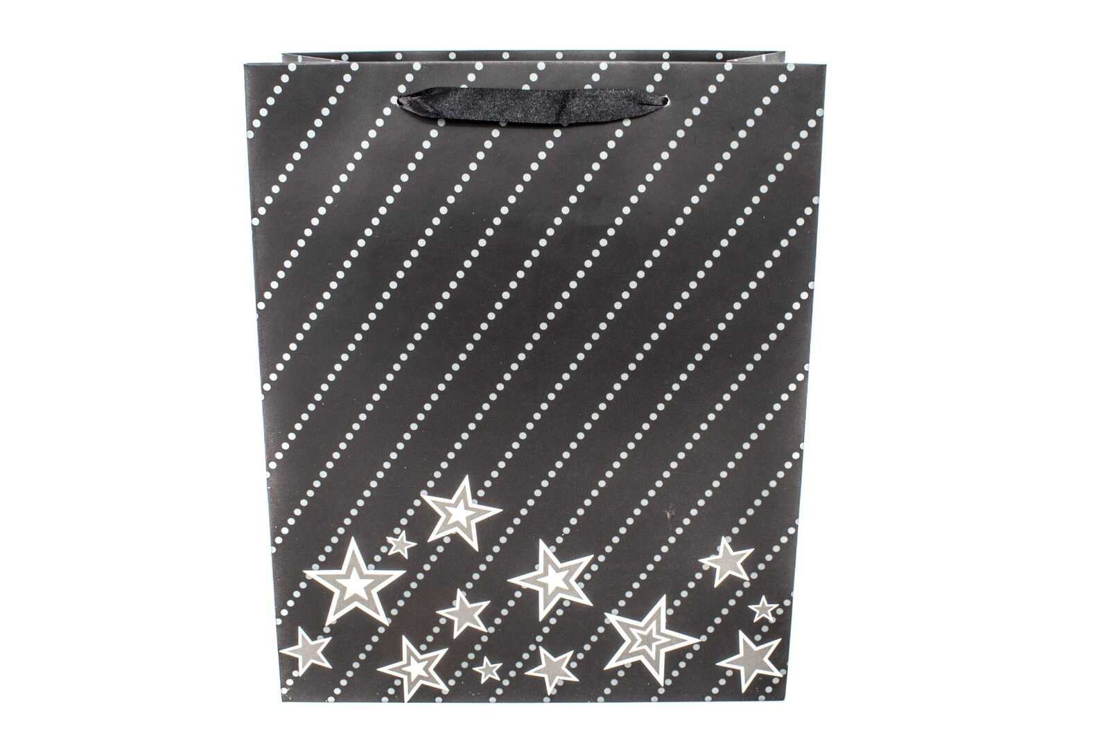 pungi-pentru-cadou-negre-cu-dungi-punctate-si-stele-31x40x12-cm