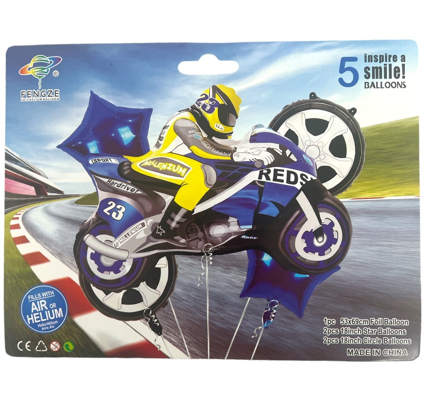 baloane-folie-5set-cu-motocicleta-albastra