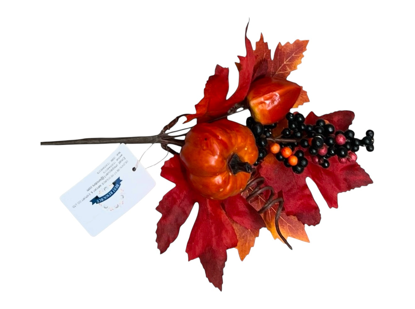 Crengute Frunze Artificiale De Toamna Roscate+Dovleac+Bobite Pentru Aranjamente 12/Set