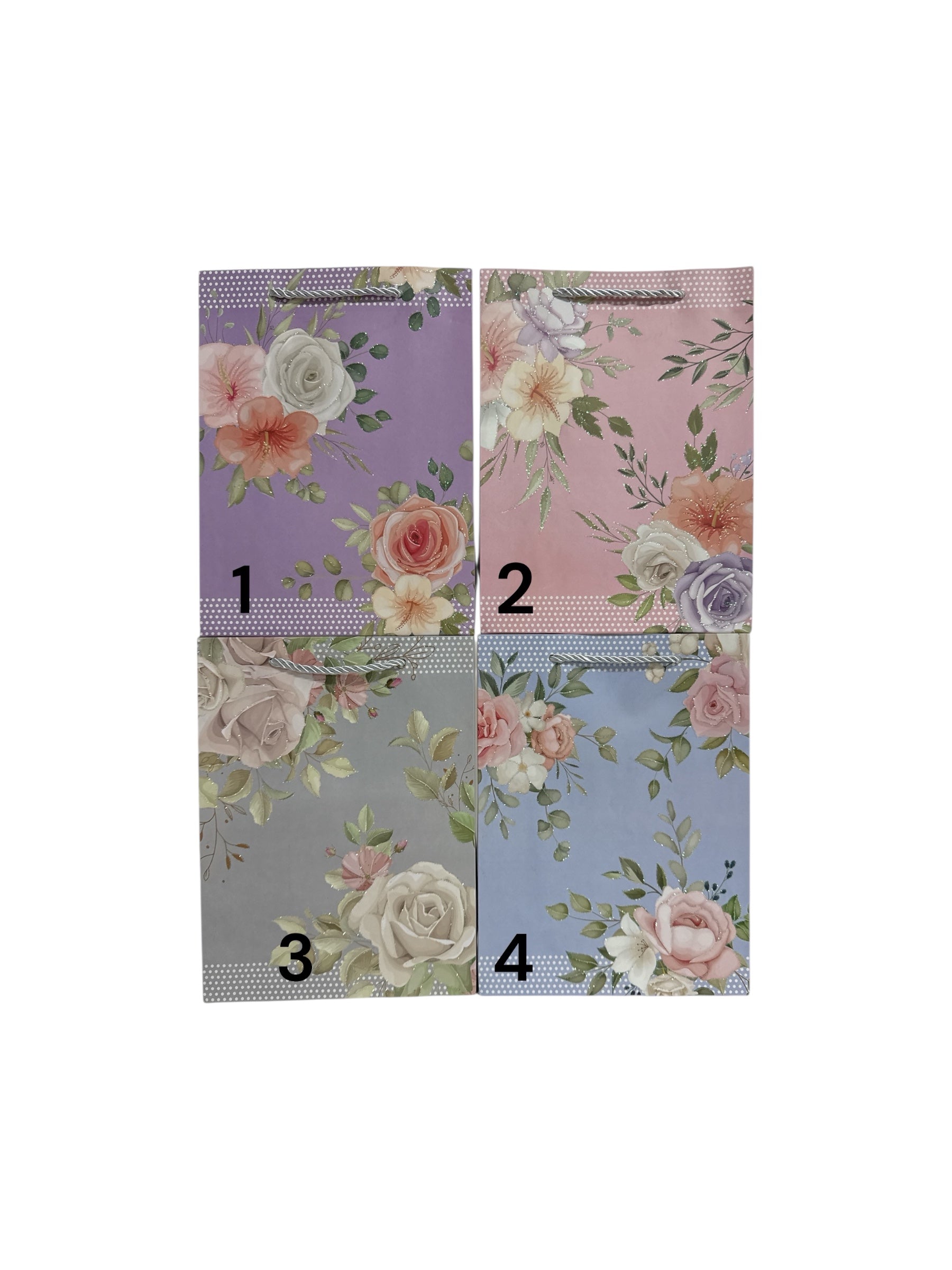 Pungi Pentru Cadou Cu Trandafiri Asezati Pe Colturi 12/Set