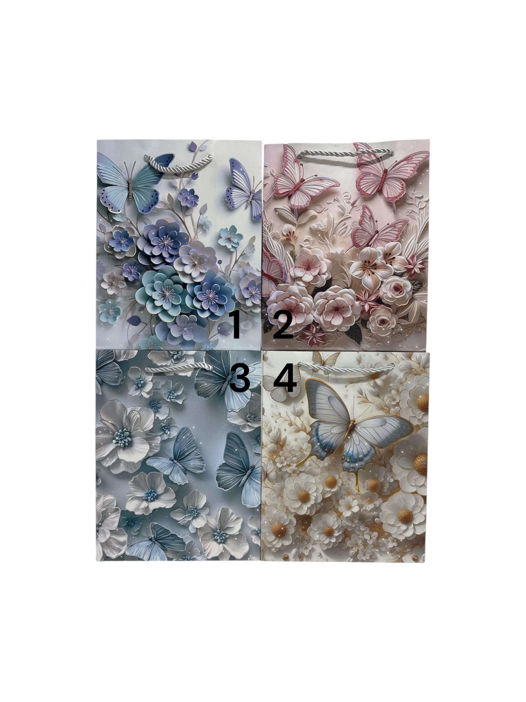 Pungi Pentru Cadou Cu Flori Si Fluturi 12/Set