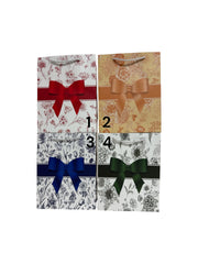 Pungi Pentru Cadou Cu Fond Alb Flori Si Funda 12/Set