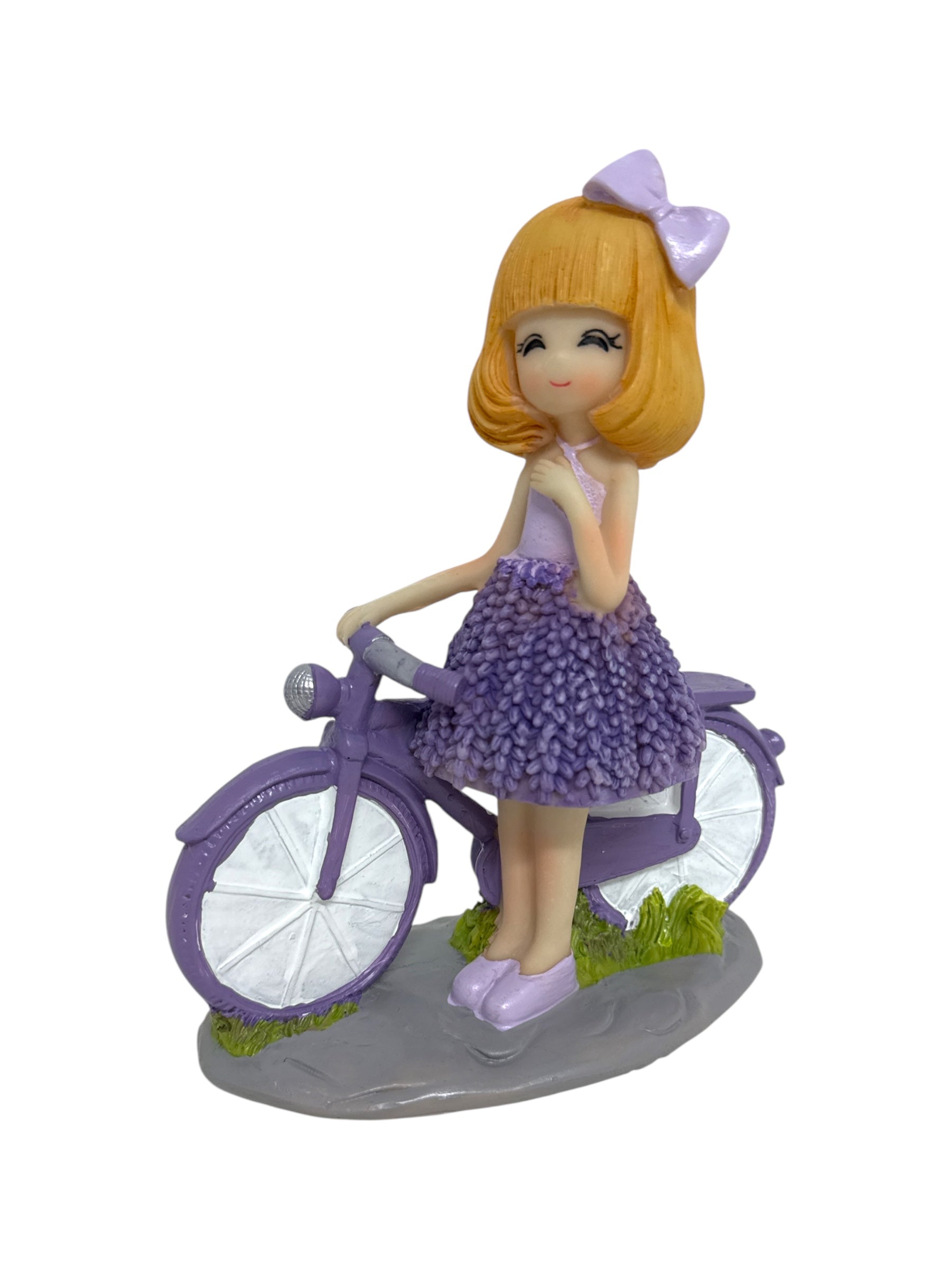 Figurine Din Rasina Fata Langa Bicicleta Cu Lavanda