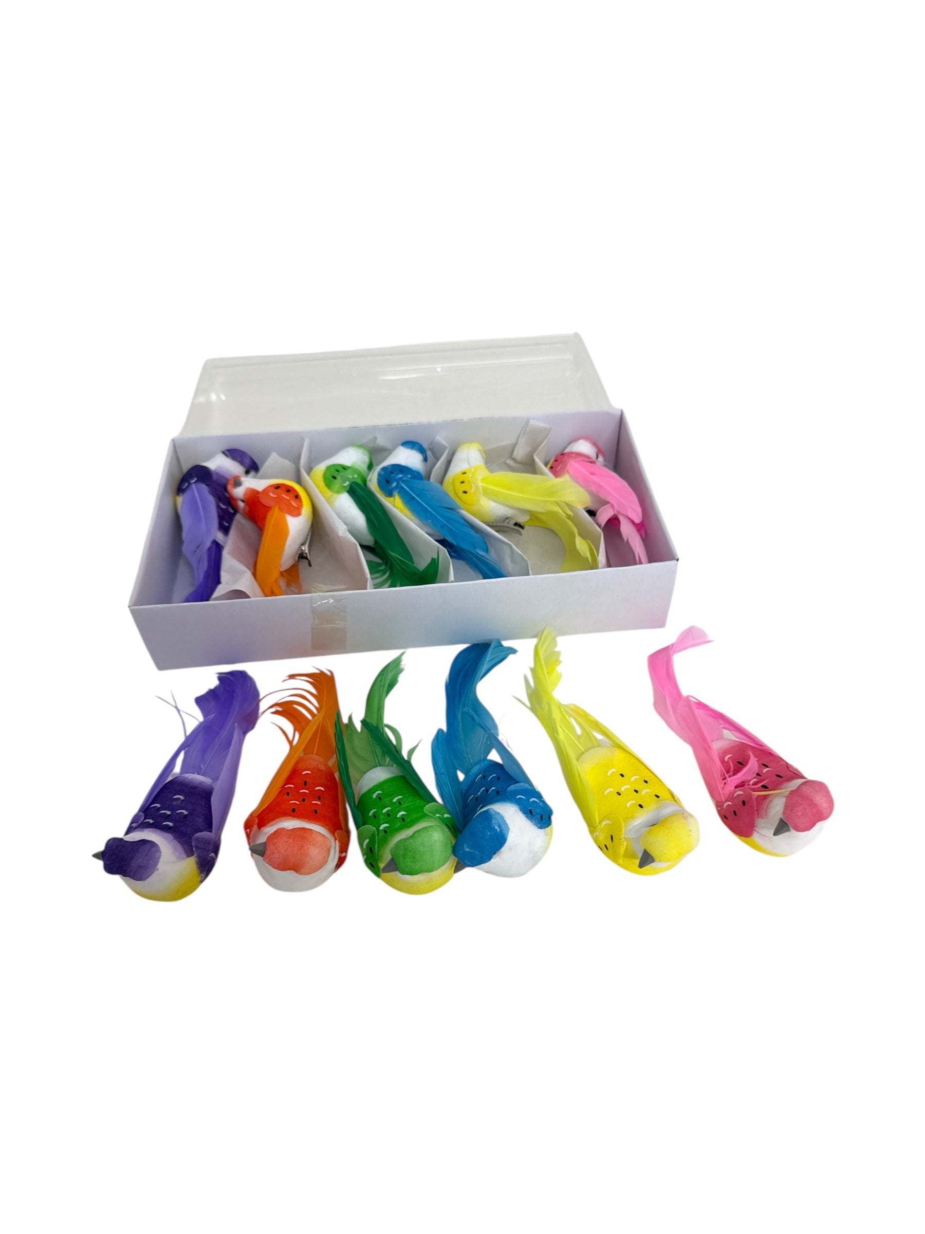 Pasari Decorative Din Pene Cu Clips 12/Set