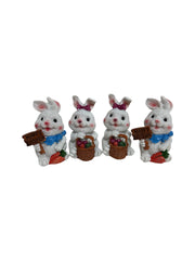 Figurine Din Rasina Iepuri Cu Plancarda Happy Easter 4/Set