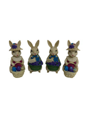 Figurine Din Rasina Iepuri Necolorati 4/Set