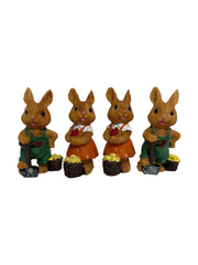 Figurine Din Rasina Iepuri Cu Cos Cu Oua Galbene 4/Set