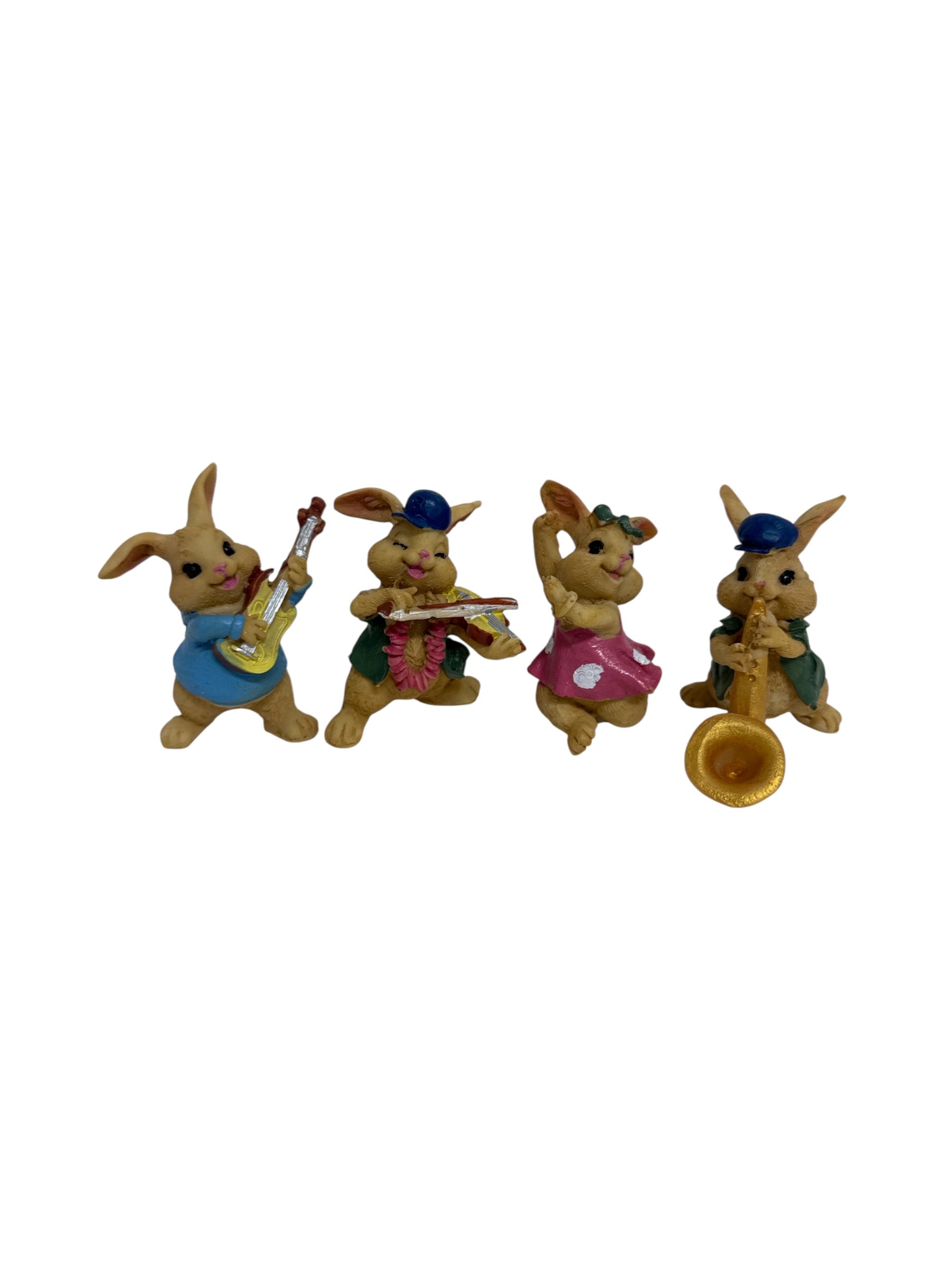 Figurine Din Rasina Iepuri Cantareti 4/Set