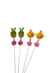 Decoratiune  Cap Iepuri Si Pui Cu Bat 12/Set