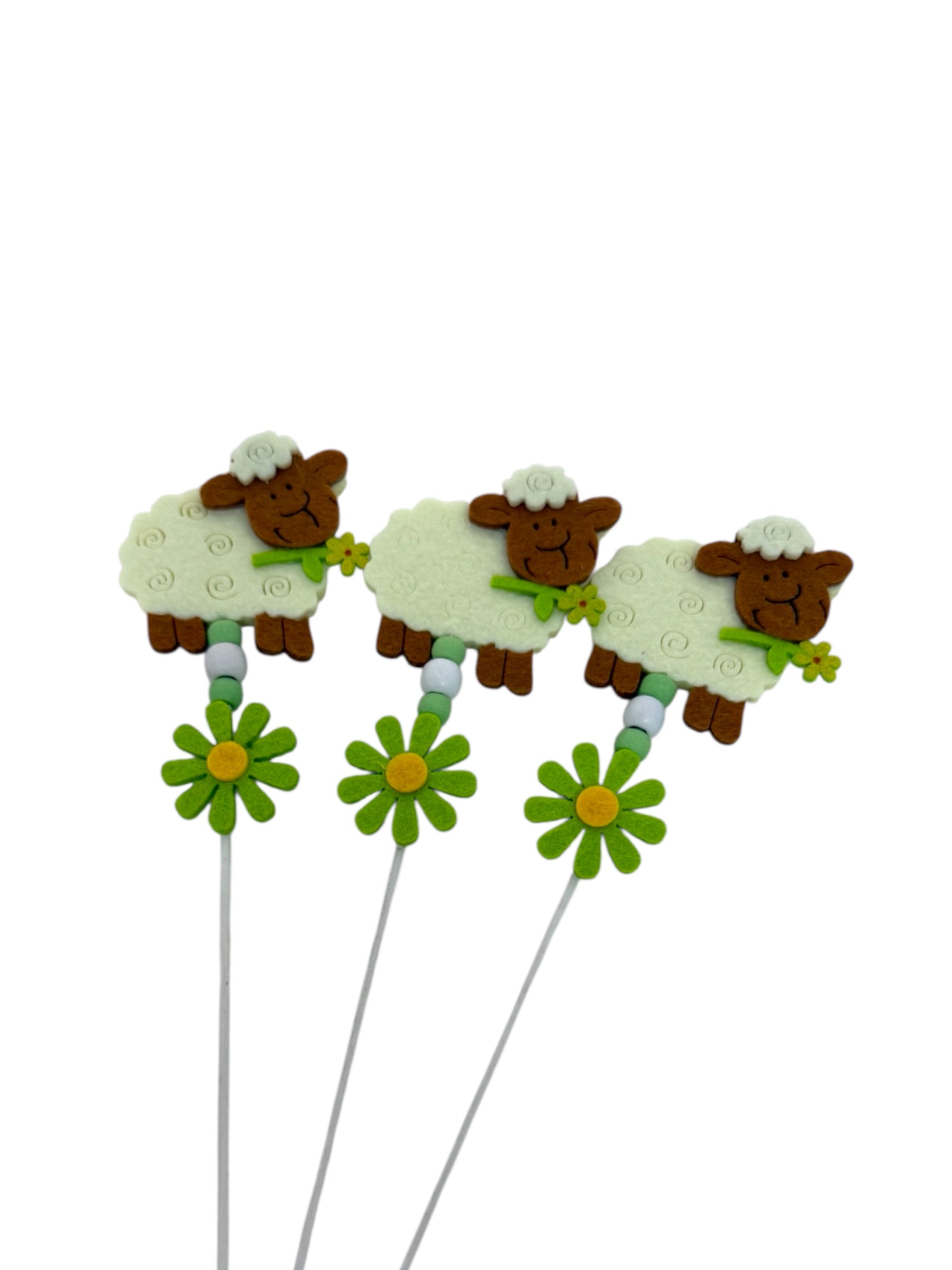 Decoratiune Paste Oaie Din Fetru Pe Bat 12/Set