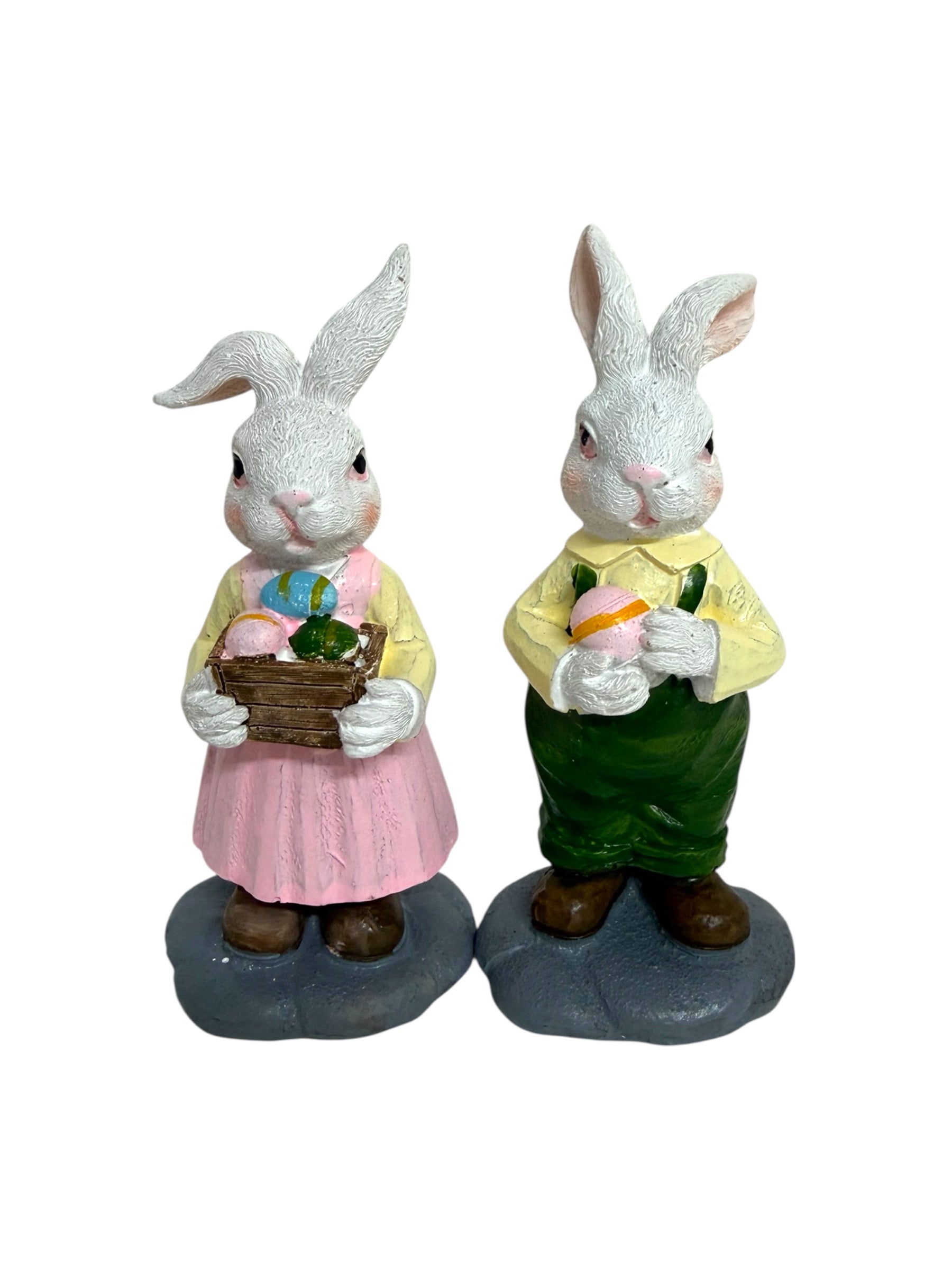 Figurine Din Rasina Iepuri Cu Oua 2/Set