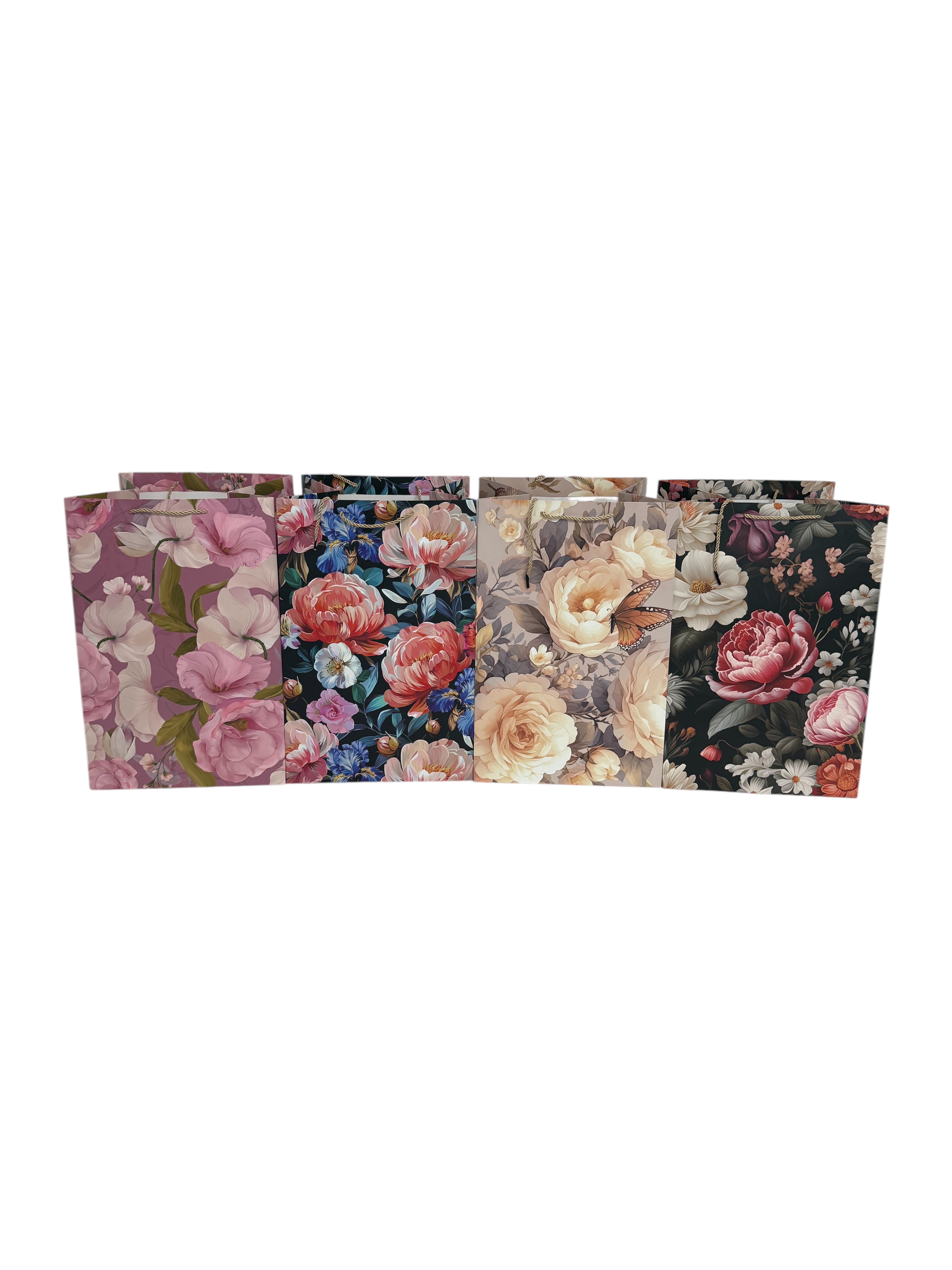 Pungi Pentru Cadou Cu Fundul Lat Florale 12/Set