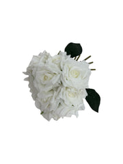 Flori Artificiale Buchet 10 Trandafiri legati Alb