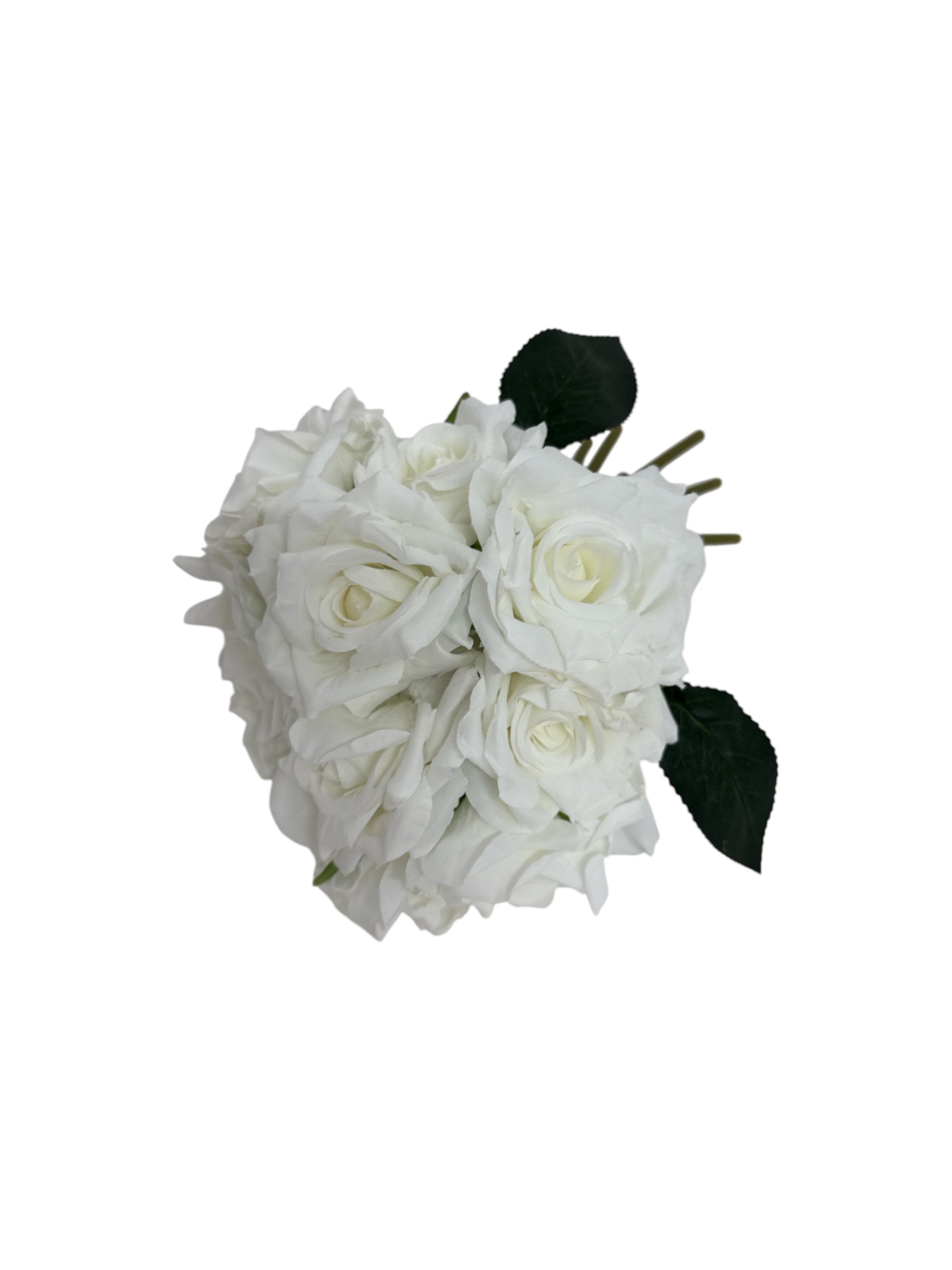 Flori Artificiale Buchet 10 Trandafiri legati Alb