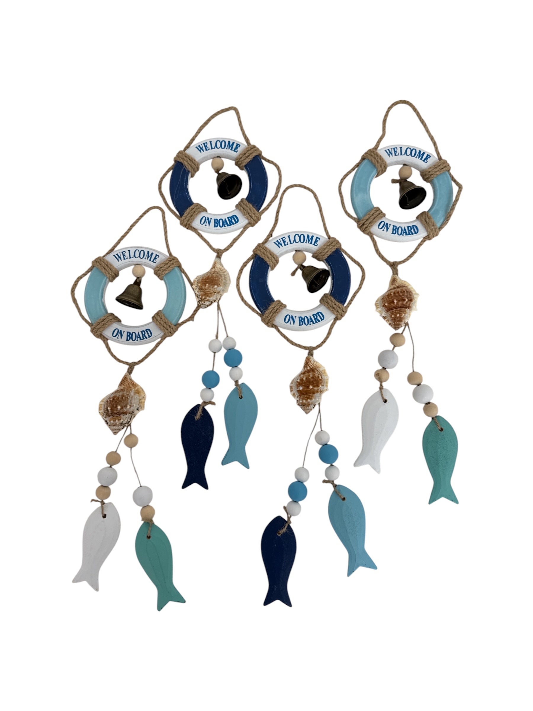 Decoratiuni Marine Din Lemn Colac,Pesti,Scoica,Clopotel 4/Set