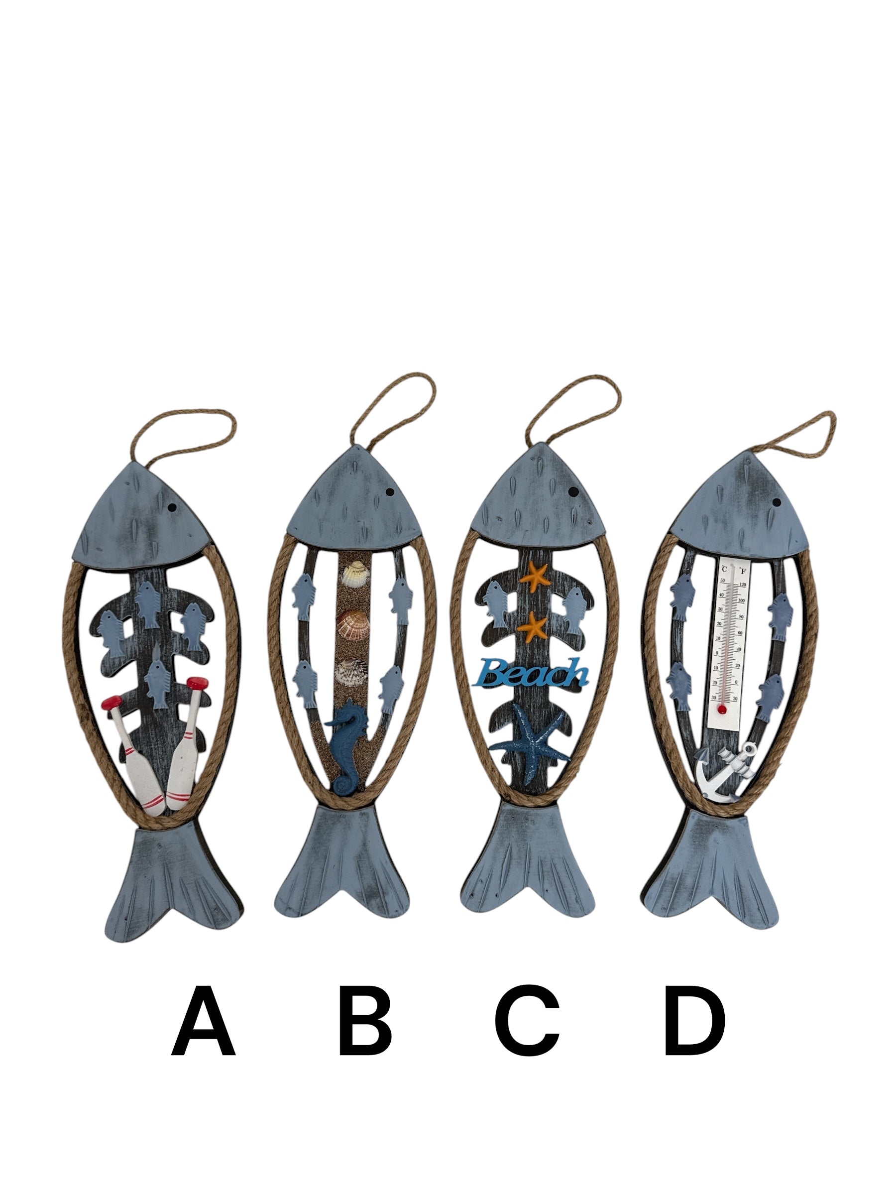 Decoratiune Marina Din Lemn Forma Peste