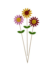 Ornament Din Fetru Floare Zambareata Cu Bat 12/Set