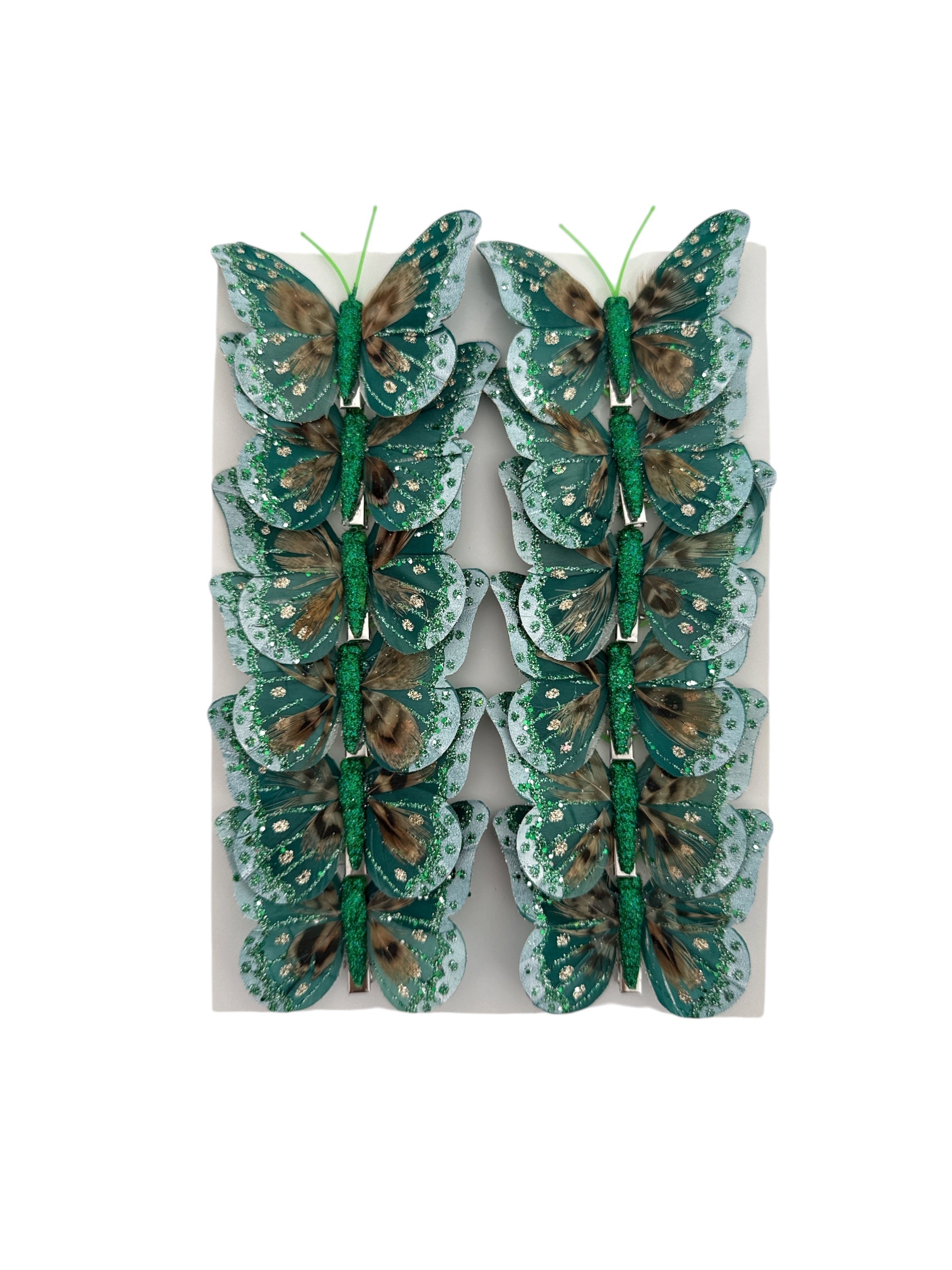 Fluturi Din Pene Verde 12/Set