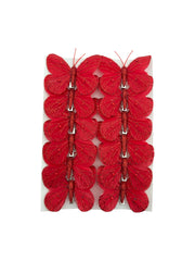 Fluturi Decorativi Din Pene Rosii 12/set