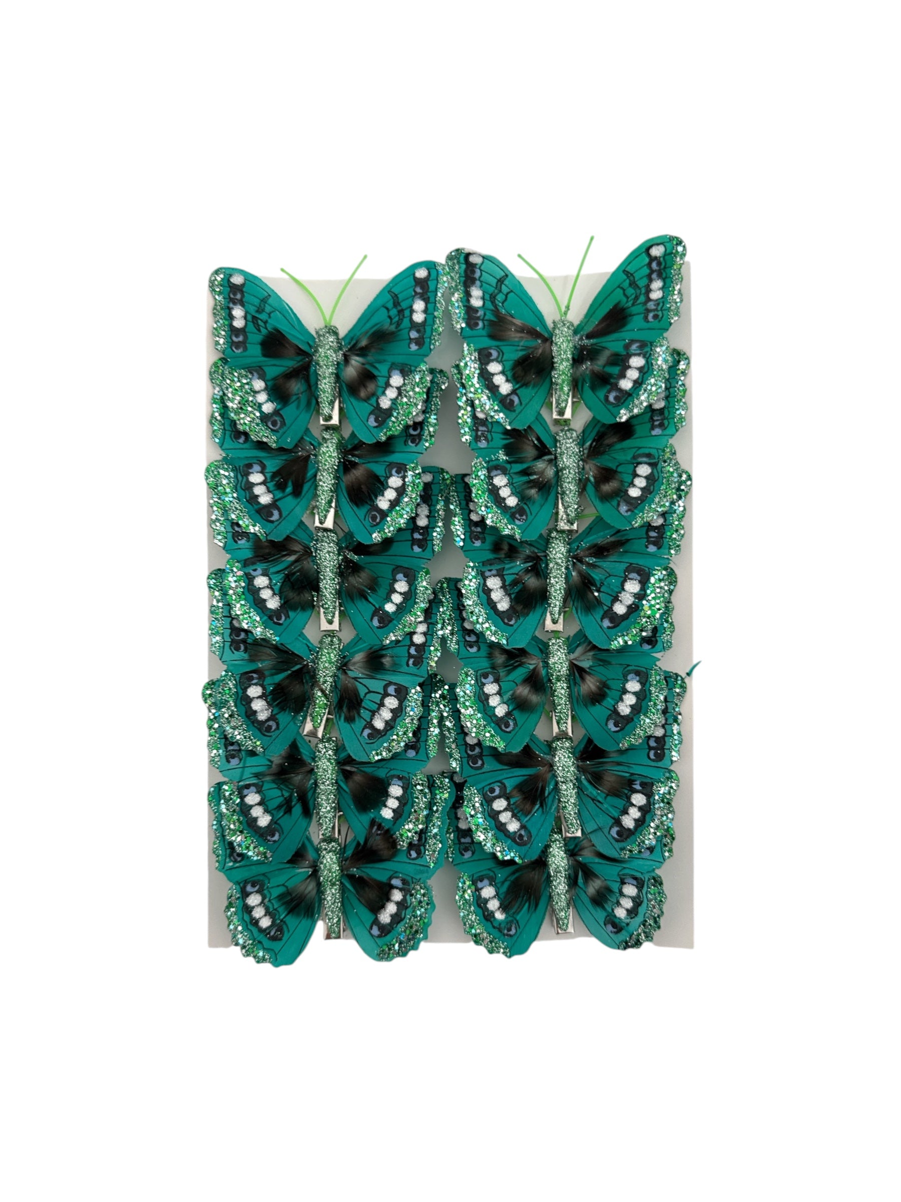Fluturi Din Pene Turcuaz-Verde 12/Set