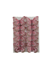 Fluturi Decorativi Din Pene Colorate Roz Cu Sclipici 12/set