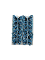 Fluturi Decorativi Din Pene Colorate Albastru Cu Sclipici Pe Margini 12/set