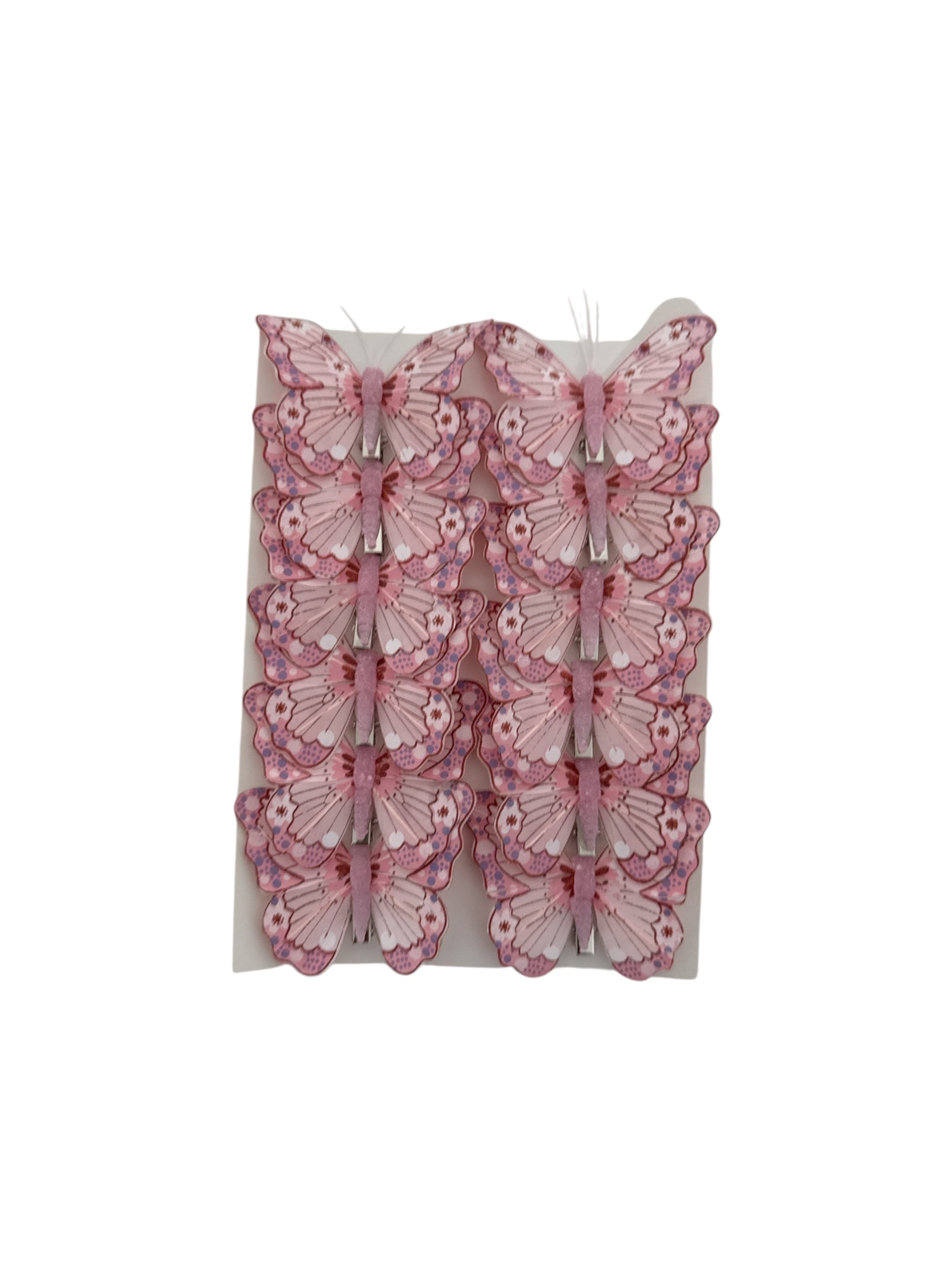 Fluturi Decorativi Din Pene Colorate Roz Simpli 12/Set