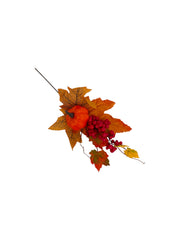 Crengute Frunze Artificiale De Toamna+Dovleac+Ilex Rosu Pentru Aranjamente 12/Set