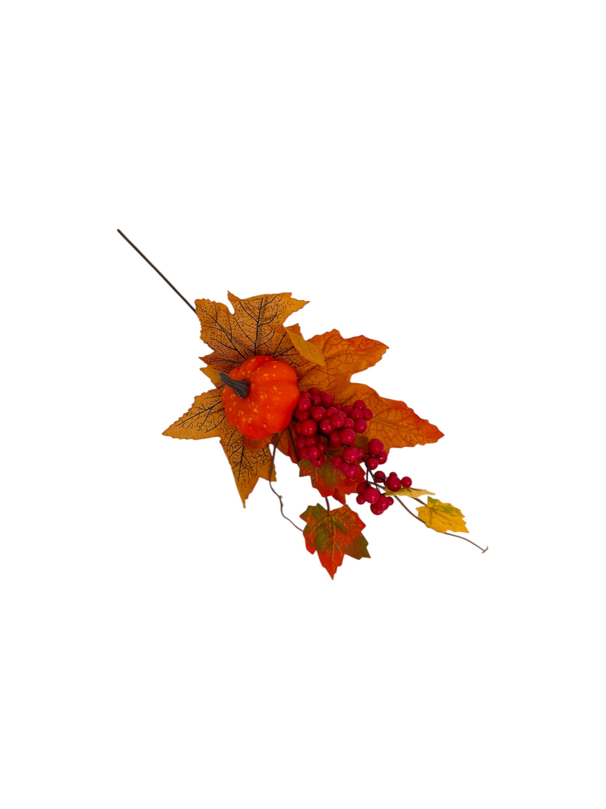 Crengute Frunze Artificiale De Toamna+Dovleac+Ilex Rosu Pentru Aranjamente 12/Set