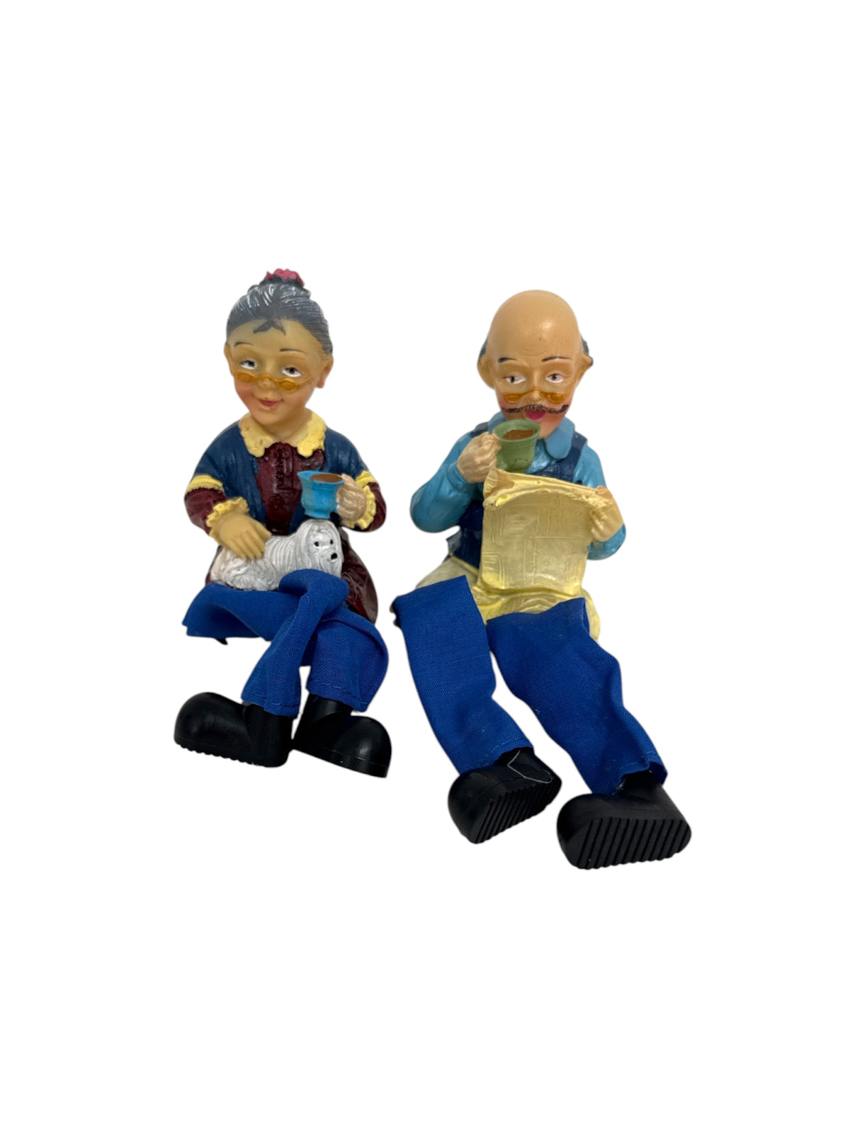 Figurine din Rășină Bătrâni cu Picioare Atârnătoare – Cuplu la Cafea