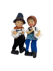 Figurine Copii cu Gâscă din Rășină – 2/set, Picioare Textile