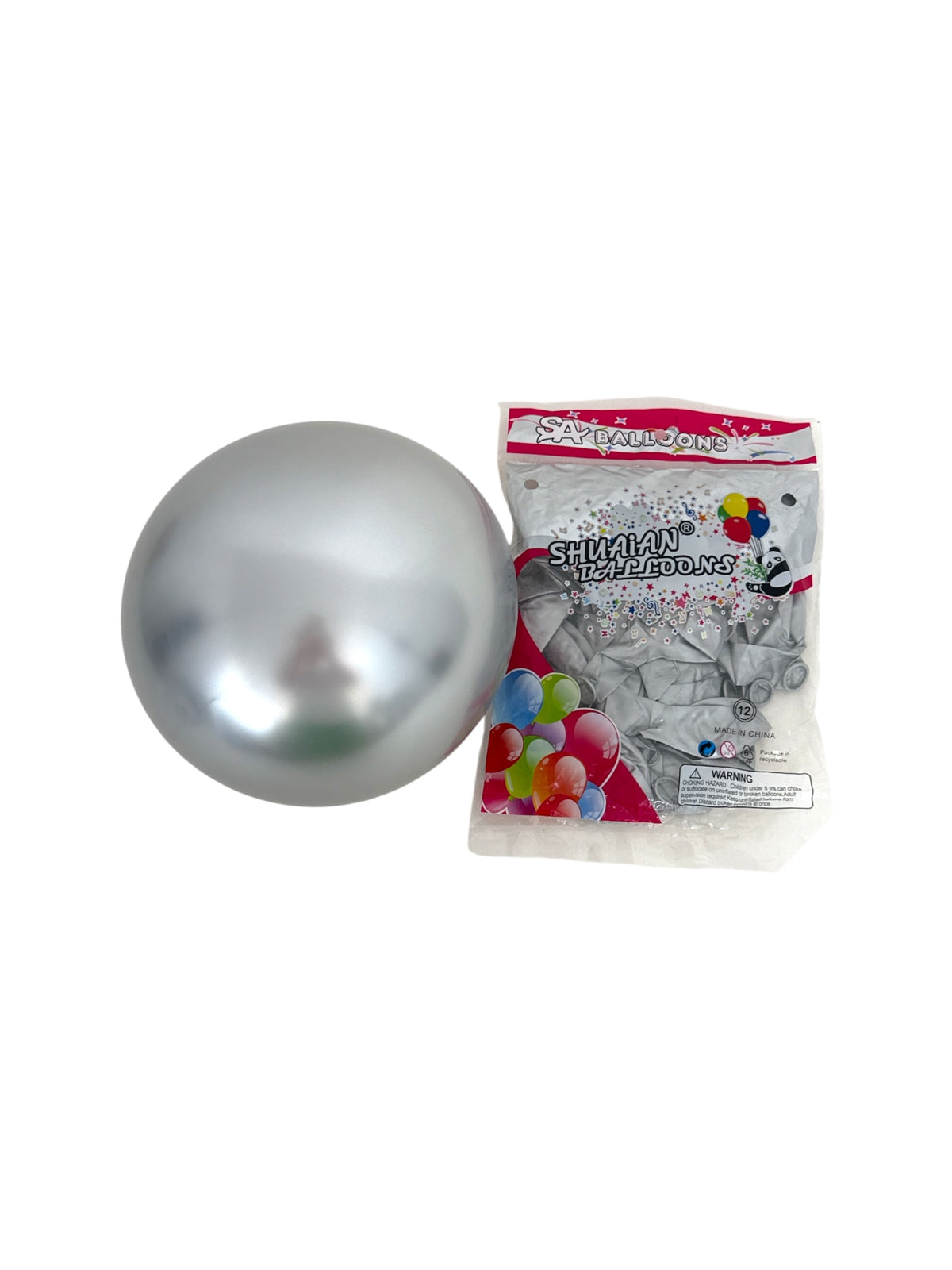 Baloane Din Latex Chrome 100/Set 5"Argintiu