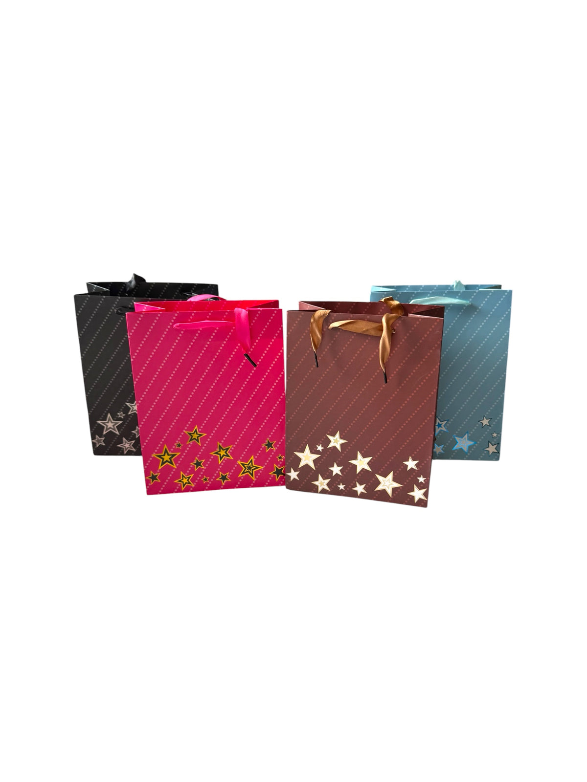 Pungi Pentru Cadou Cu Dungi Punctate Si Stele 12/Set