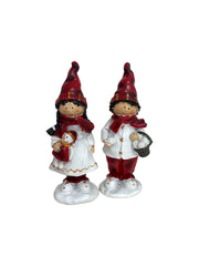 Figurină Crăciun din Rășină – Copii cu Bulgări de Zăpadă 2/Set
