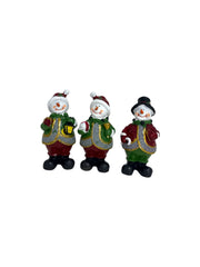 Figurină de Crăciun din Rășină – Om de Zăpadă Îmbrăcat 3/Set