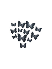 Fluturi Decorativi Negri 3D cu Magnet – Set 12 Bucăți