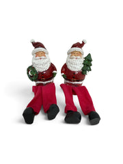 Figurine Din Rasina Cu Picioare Textil Mos Craciun 2/Set