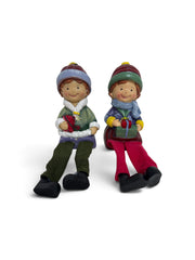 Figurine Din Rasina Cu Picioare Textil Copii Cu Cadouri 2/Set